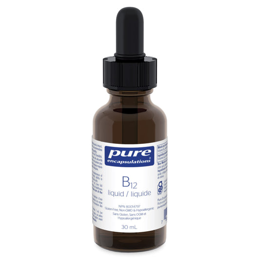 Pure Encapsulations B12 Liquid - B12 as Methylcobalamin - For Energy Metabolism & Red Blood Cell Formation - Liquid Drops - 30 mL - Available at All In One Marketplace Canada
