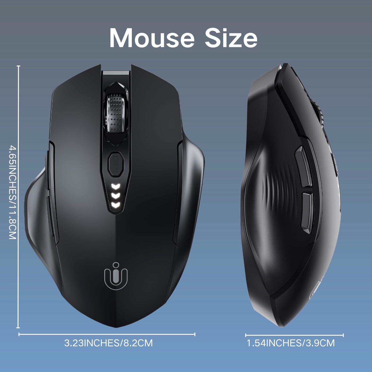 Bluetooth Mouse,[Upgraded] Wireless Mouse Rechargeable,Tri-Mode (BT 5.0/4.0+2.4G Hz),Computer Mouse with Visible Battery Level, 4 Adjustable DPI, Portable PC Mouse for MacBook Chromebook,Black