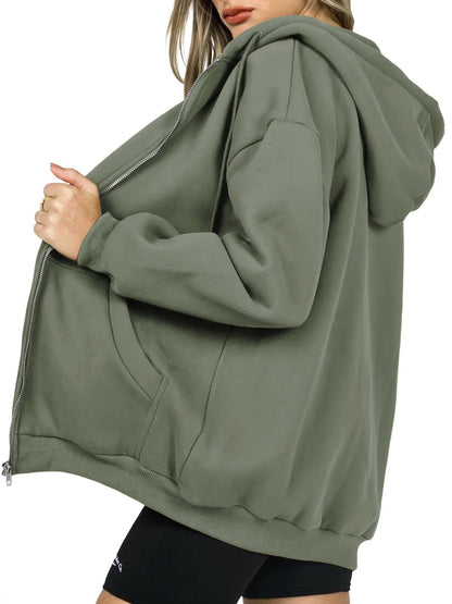PRETTYGARDEN Women's Fall Zip Up Hoodies Sweatshirts Grey Green,M 🍁 All In One Marketplace Canada