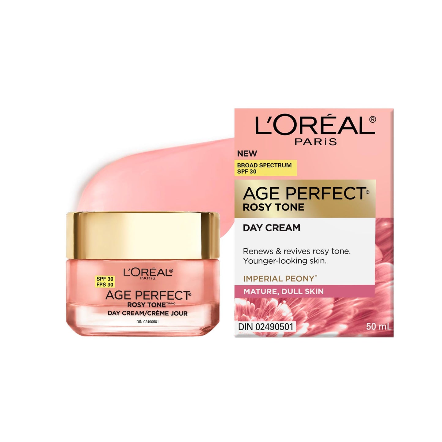 L’Oréal Paris Age Perfect Rosy Tone SPF 30 Moisturizer, with Imperial Peony Extract, For Mature Skin, Skincare, 50 ml L'Oreal Paris