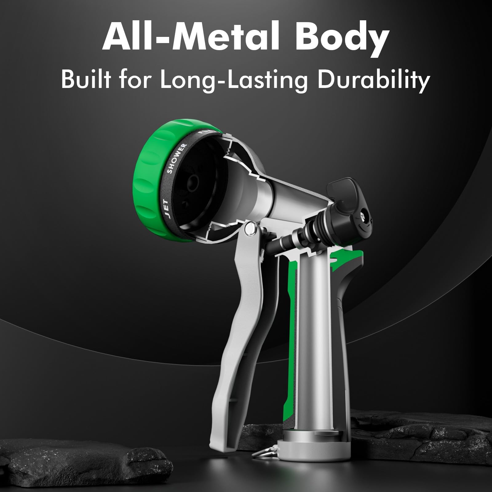 RESTMO Garden Hose Nozzle, Heavy Duty Metal Water Hose Nozzle with 7 Adjustable Spray Patterns, High Pressure Hand Sprayer with Flow Control, Best for Watering Plants & Lawns, Washing Cars & Pets