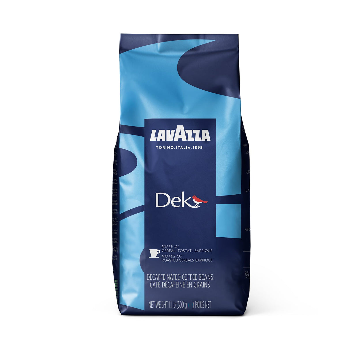 Lavazza Dek Whole Bean Coffee Blend, Decaffeinated Dark Espresso Roast, 1.1-Pound (.5 KG) Bag