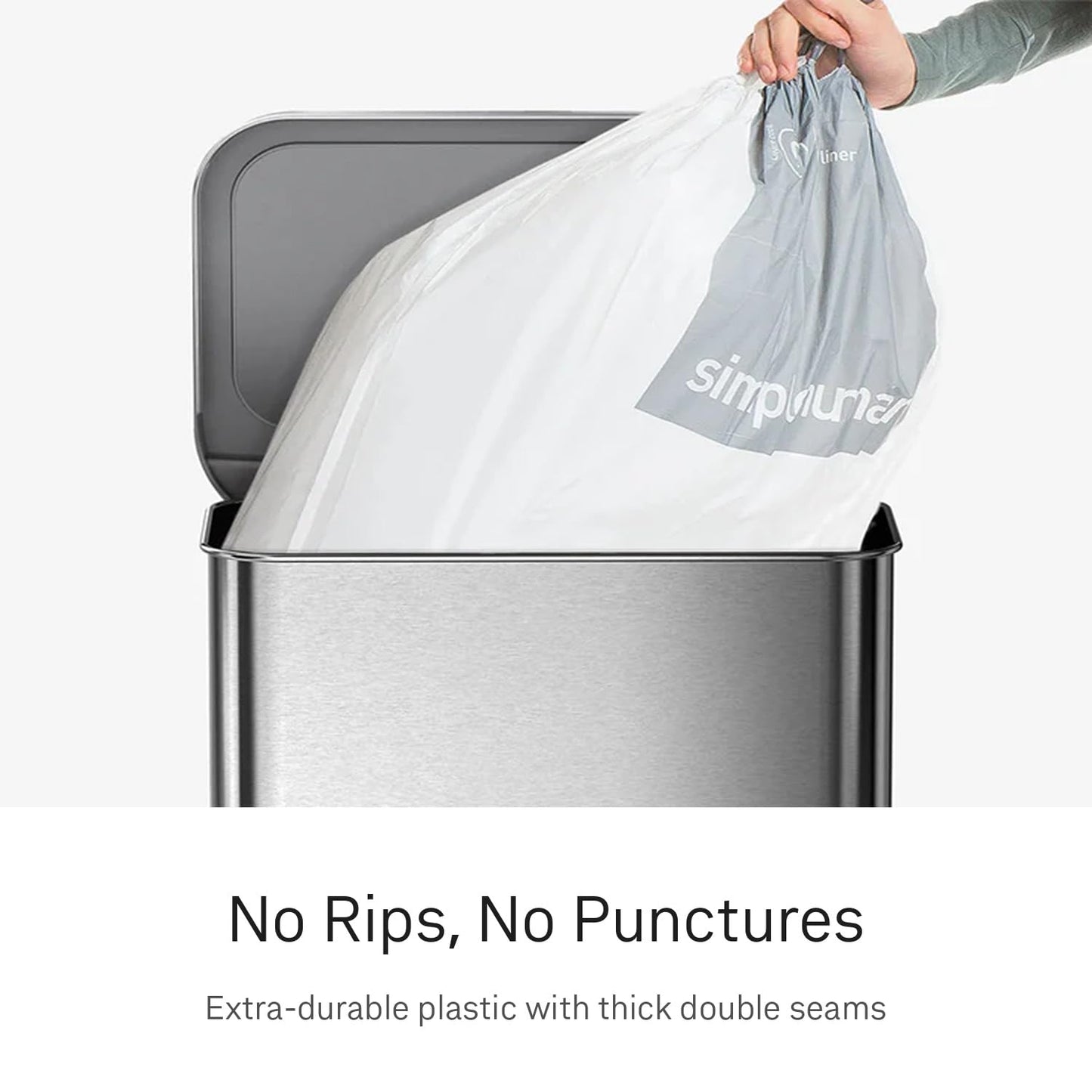 simplehuman Code M 100 Count, Dispenser Pack Custom Fit Liners, Drawstring Trash Bags, 45L / 11.9 Gallons, White simplehuman