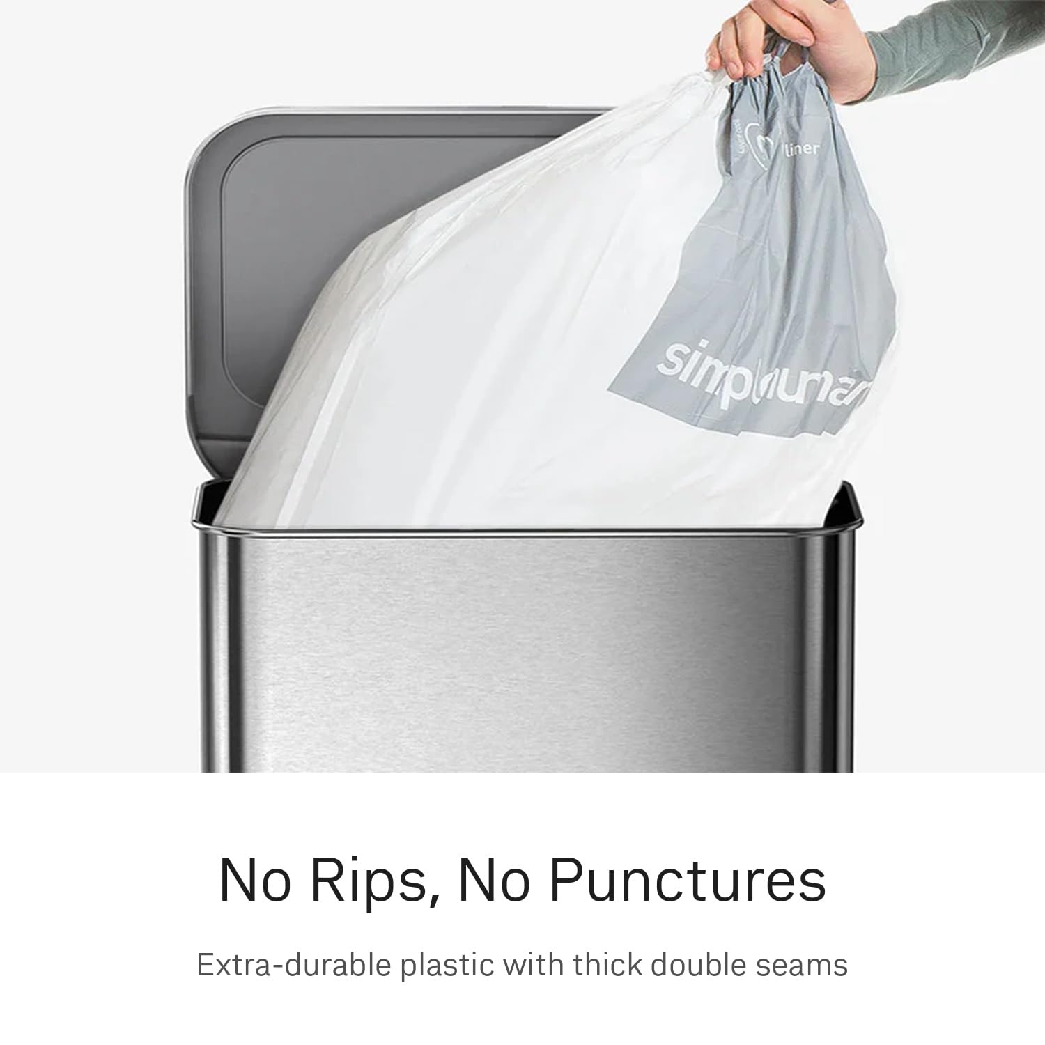 simplehuman Code M 100 Count, Dispenser Pack Custom Fit Liners, Drawstring Trash Bags, 45L / 11.9 Gallons, White simplehuman