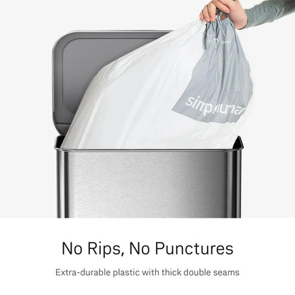 simplehuman Code M 100 Count, Dispenser Pack Custom Fit Liners, Drawstring Trash Bags, 45L / 11.9 Gallons, White simplehuman