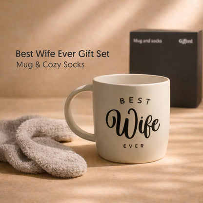 Triple Gifffted Worlds Best Wife Ever Coffee Mug and Socks Gift Set, 380 ml 🍁 All In One Marketplace Canada