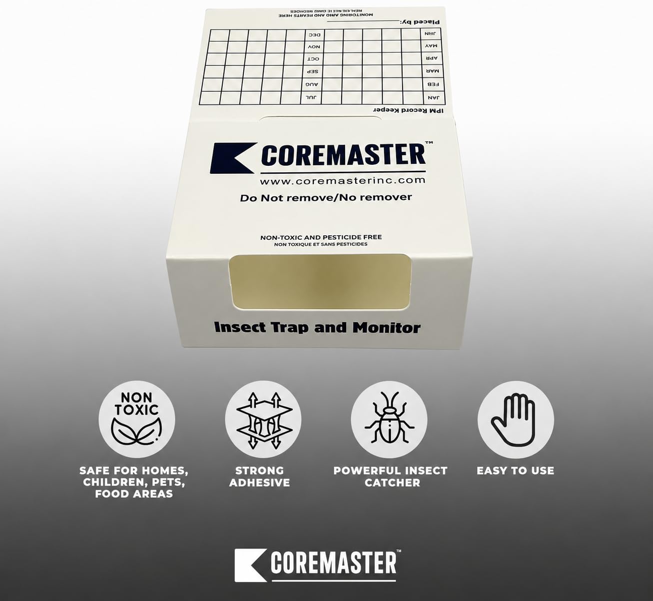 Coremaster Insect/Cockroach Monitor & Traps | Strong Adhesive Boards for Silverfish, Roaches, Ants | for Indoor Use i.e Kitchen, Basement,Garage | Safe, Non-Toxic (6 boards-18 Traps)