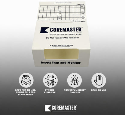 Coremaster Insect/Cockroach Monitor & Traps | Strong Adhesive Boards for Silverfish, Roaches, Ants | for Indoor Use i.e Kitchen, Basement,Garage | Safe, Non-Toxic (6 boards-18 Traps)