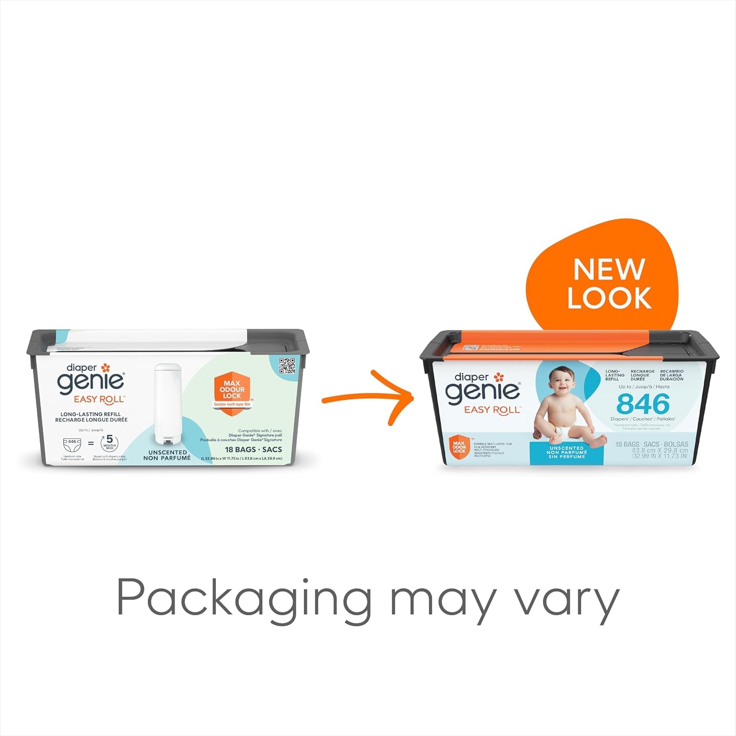 Diaper Genie Easy Roll Refill with 18 Bags - for the Diaper Genie Signature and Platinum pails | Lasts Up to 5 Months or Holds Up to 846 newborn Diapers Per Refill blue 1 Count
