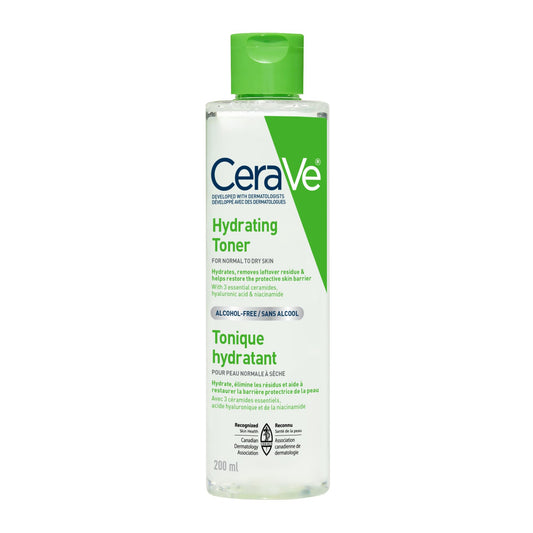 CeraVe Hydrating Toner for Face with Hyaluronic Acid, Niacinamide, and Ceramides for Sensitive Dry Skin | Alcohol-Free, Fragrance-Free, Non Comedogenic | Full Size, 200 mL - Available at All In One Marketplace Canada