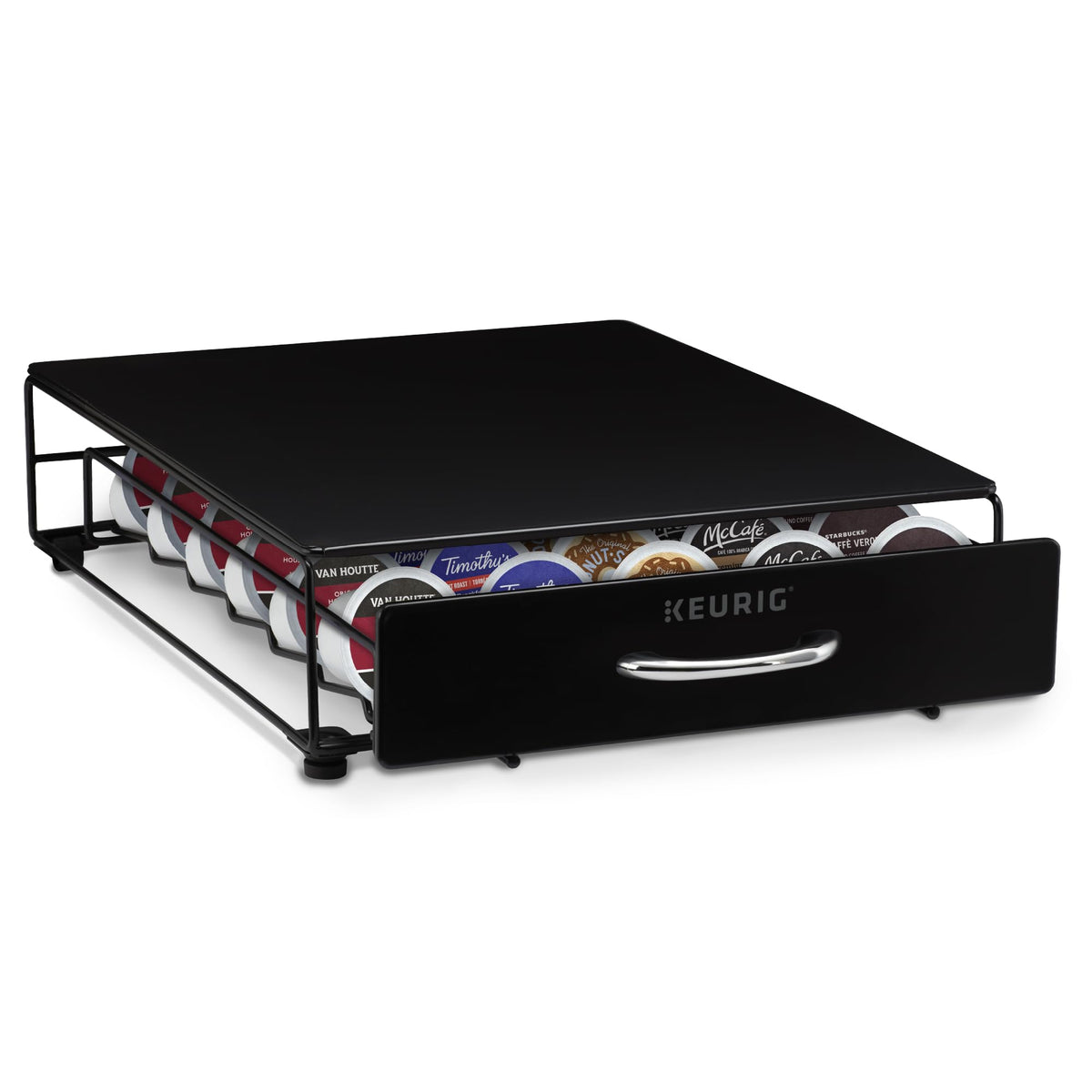 Keurig Under Brewer Storage Drawer, Coffee Pod Storage, Holds Upto 35 Keurig K-Cup Pods, Black