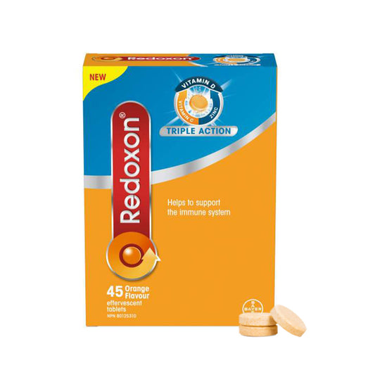 Redoxon® Triple Action Vitamin C, Vitamin D And Zinc – Effervescent Tablets for Immunity Support, Zinc, Vitamin D and Vitamin C Supplement, Immune Support For Adults, 45 Orange Flavoured Tablets - Available at All In One Marketplace Canada