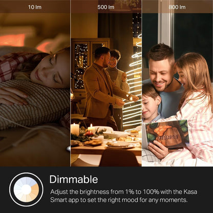 Kasa Smart Light Bulbs, Full Colour Changing Dimmable Smart WiFi Bulbs Compatible with Alexa and Google Home, A19, 9W 800 Lumens,2.4Ghz only, No Hub Required, 4-Pack (KL125P4), Multicolour Kasa Smart