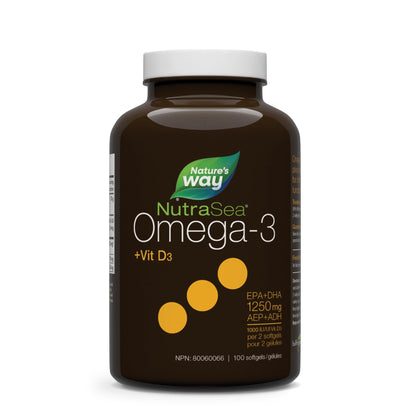 Nature's Way NutraSea Omega-3 and Vitamin D Soft Gels - Fish Oil Supplement with EPA and DHA – Helps Support the Maintenance of Good Health – Mint Flavour, 100 Softgels Nature's Way
