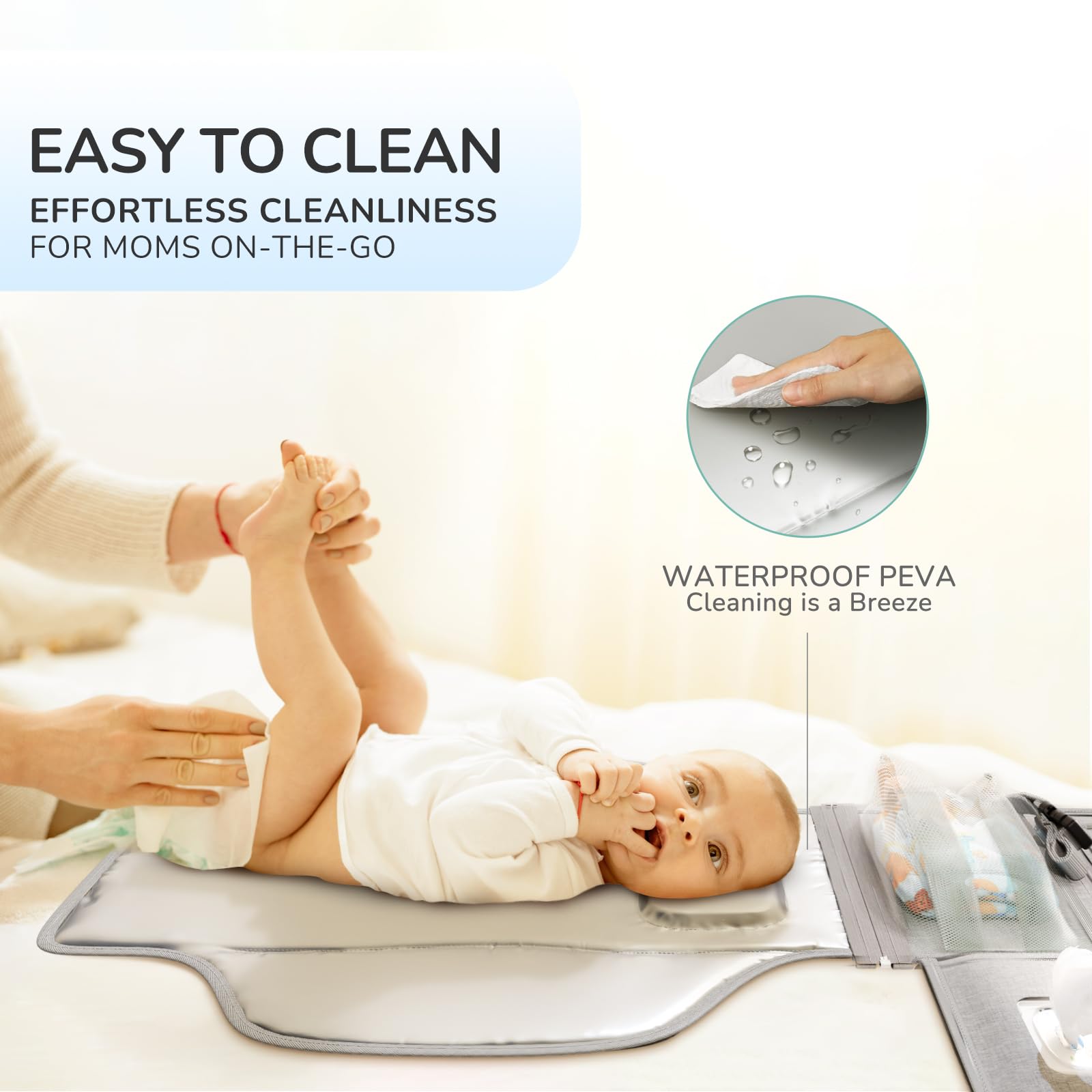 Portable Diaper Changing Pad for Baby, Detachable Travel Changing Pad with Baby Wipes Pocket, Gifts for Baby Shower, Newborn Girls and Boys