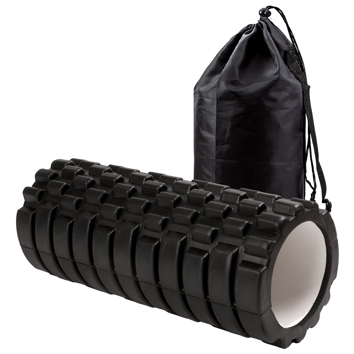 Kunova 13" Deep Tissue Grid Yoga Fitness EVA Massage Foam Roller with Carrying Bag Medium Density Deep Tissue Massager for Muscle Massage and Myofascial Trigger Point Release - Available at All In One Marketplace Canada