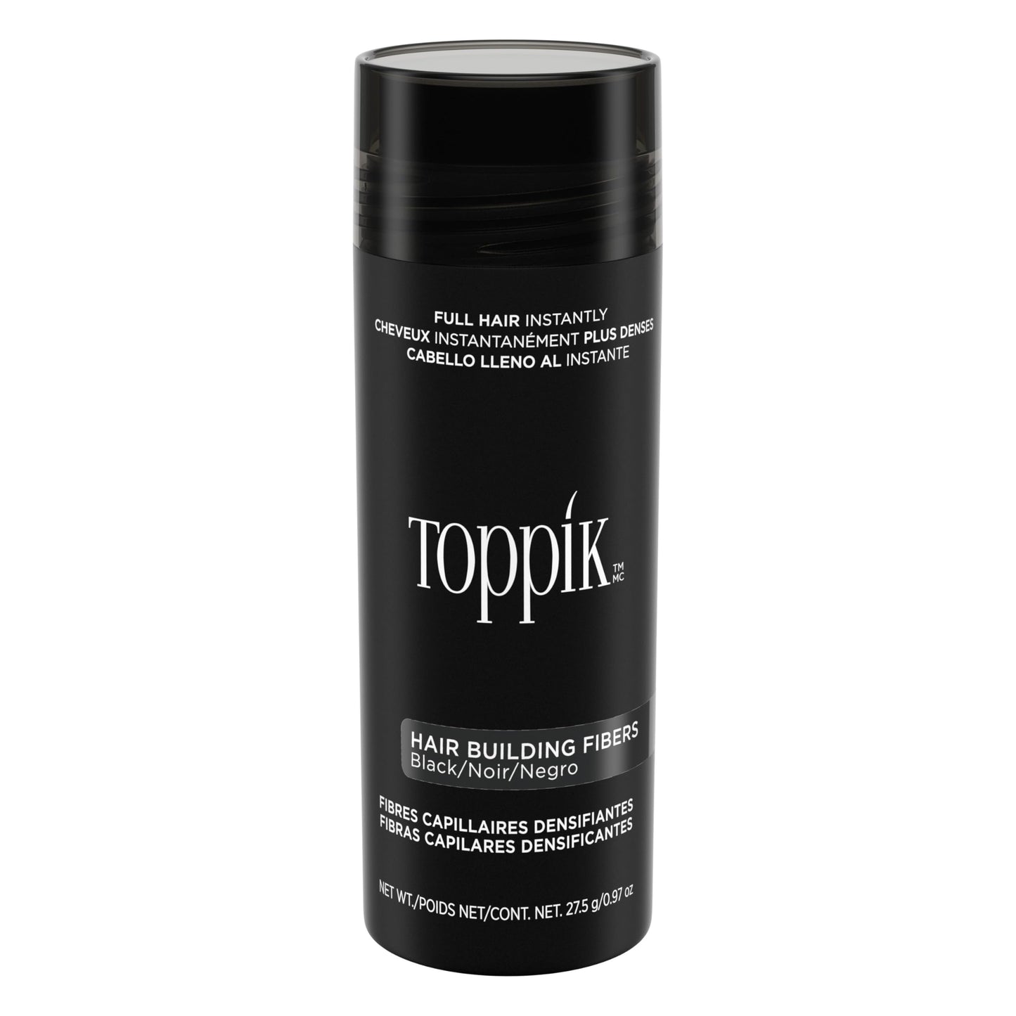 TOPPIK Hair Building Fibers, Black, VALUE SIZE 27.5 g, Fill In Fine or Thinning Hair, Instantly Thicker Looking, Multiple Shades for Men & Women