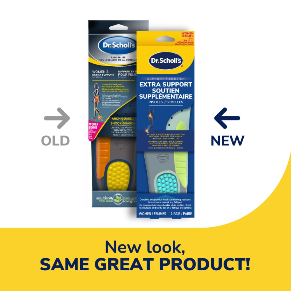 Dr. Scholl's Extra Support Insole Orthotics, Plus-Size, Tall, Wide Feet, Shock Absorbing, Arch Support, Distributes Pressure, Trim to Fit Inserts, Work & Casual Boots & Shoes, Women Size 6-11, 1 Pair 🍁 All In One Marketplace Canada