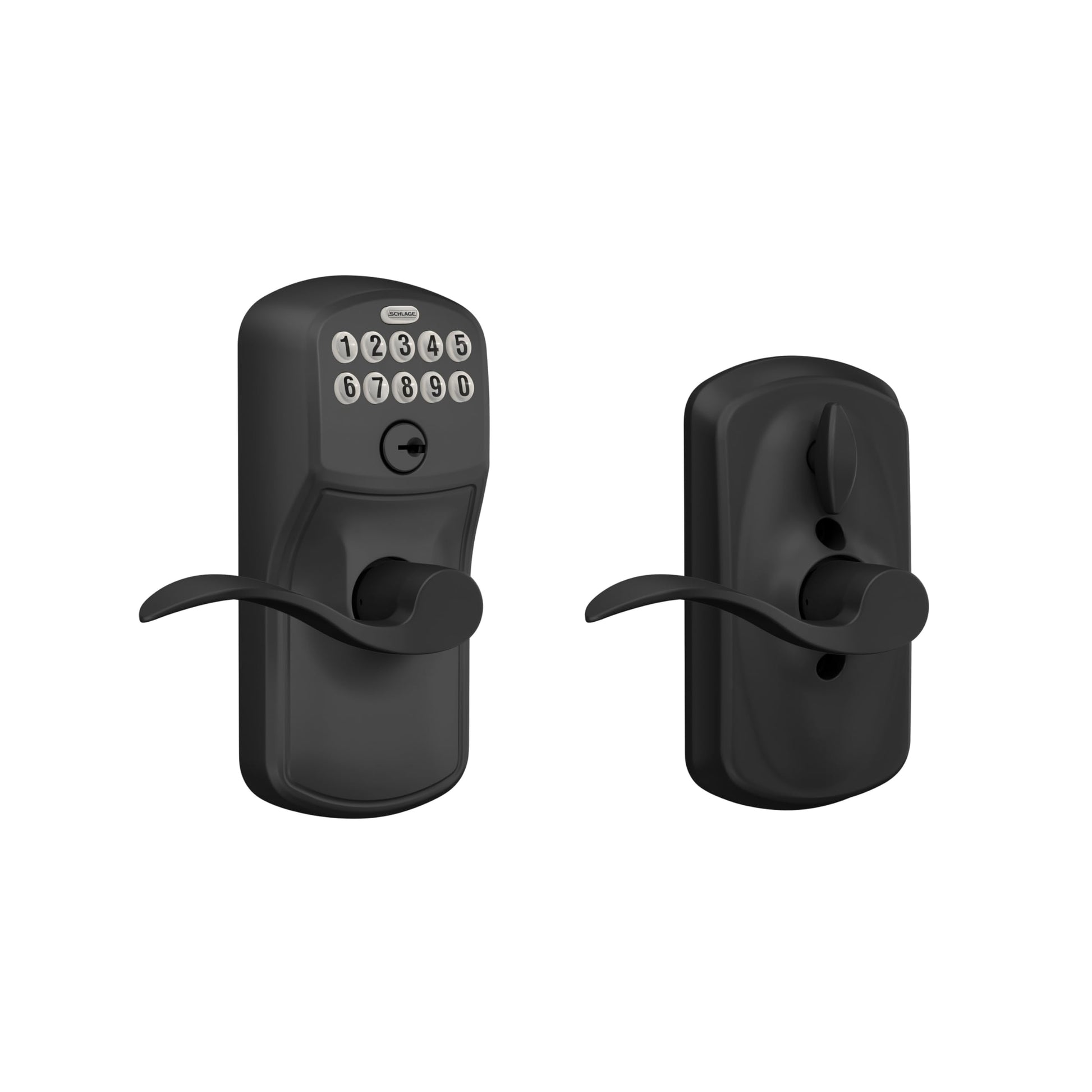 Schlage Electronic Keypad Lock, Lever Handle, Camelot Trim, Matte Black SCHLAGE