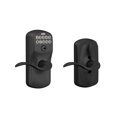 Schlage Electronic Keypad Lock, Lever Handle, Camelot Trim, Matte Black SCHLAGE