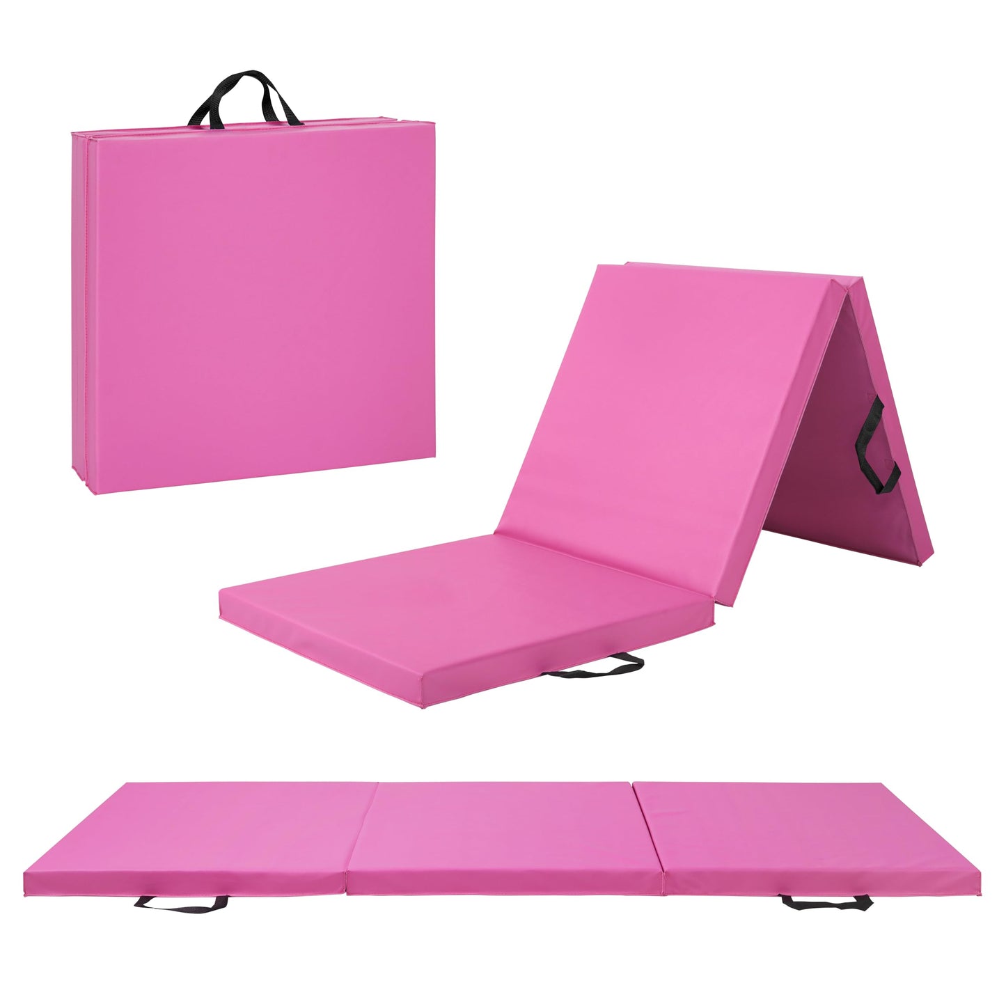 CAP Barbell Folding Exercise Mat – Durable, Anti-Tear, Thick Padding for Fitness, Aerobics, Gymnastics & Home Workouts. 72"L x 24"W x 2"Thick. PINK 🍁 All In One Marketplace Canada