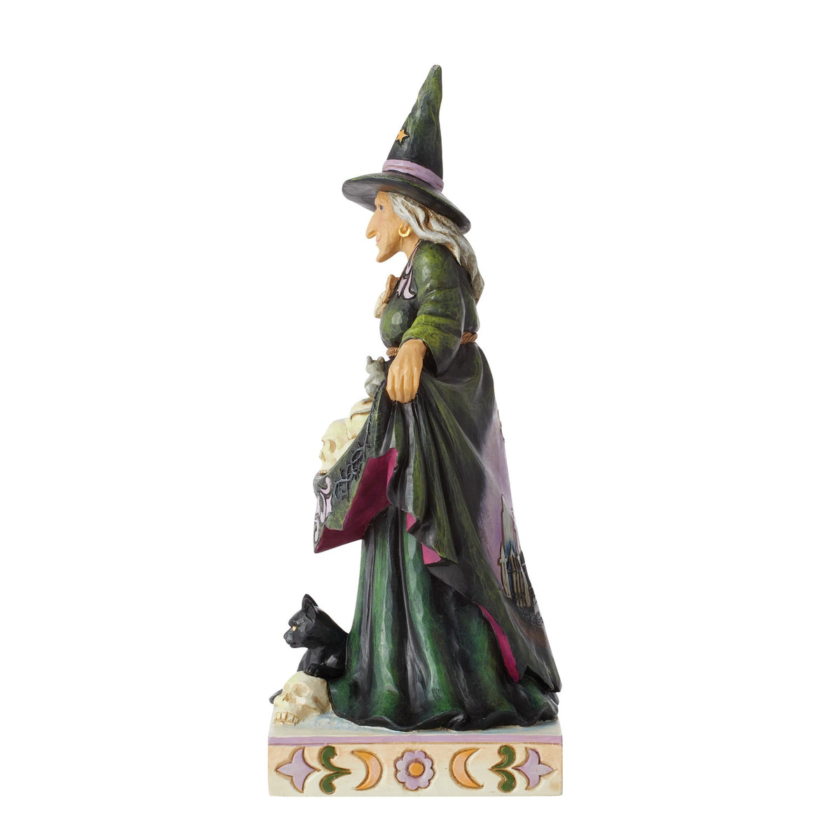 Enesco Jim Shore Heartwood Creek Halloween Scary Witch Skirt with Skulls Figurine, 9.75 Inch, Multicolor