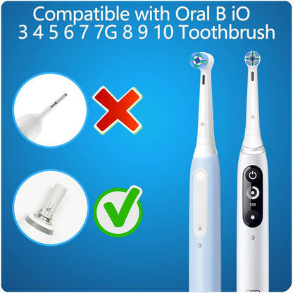 8 Pack Replacement Toothbrush Heads Compatible with Oral B iO, Brush Heads for Oral-B iO 2/3/4/5/6/7/8/9/10/7G Series, with Covers, White - Available at All In One Marketplace Canada