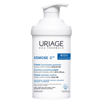 Uriage Xémose Lipid-Replenishing Cream - Face & Body Moisturizer Against Itching With Shea Butter - Very Dry, Sensitive Skin Prone to Atopic Eczema - Non-Greasy & Non-Sticky - Unscented - 400ml Uriage