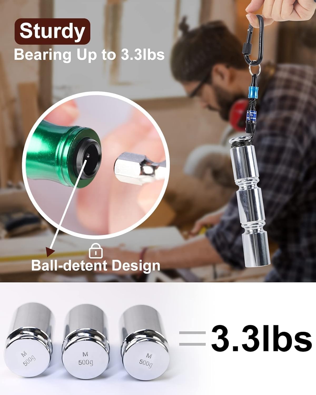 Upgrade, Push to Unlock,katerk 6pcs 1/4 inch Hex Shank Aluminum Alloy Screwdriver Bits Holder Light-weight Quick-change Extension Bar Keychain Drill Screw Adapter Change Portable, With Black Carabiner - Available at All In One Marketplace Canada