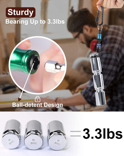 Upgrade, Push to Unlock,katerk 6pcs 1/4 inch Hex Shank Aluminum Alloy Screwdriver Bits Holder Light-weight Quick-change Extension Bar Keychain Drill Screw Adapter Change Portable, With Black Carabiner - Available at All In One Marketplace Canada