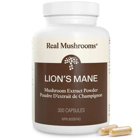 Real Mushrooms Lions Mane Capsules- Organic Mushroom Extract With Immunomodulating Properties Antioxidants - Vegan Supplement, 300 Capsules - Available at All In One Marketplace Canada