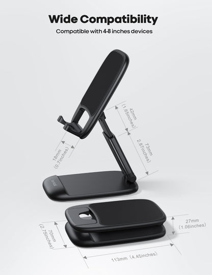 Lamicall Foldable Phone Stand for Desk - Height Adjustable Cell Phone Holder Portable Cellphone Cradle Desktop Dock Mom Gift Compatible with iPhone 14 15 16 17 Pro Max Plus Air, S24 S25 Ultra, 4-8"