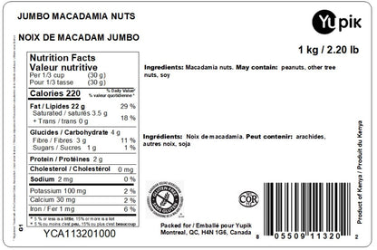 Yupik Raw Macadamia Nuts - 1 kg Whole Nuts, Unsalted & Oil-Free, Gluten-Free & Kosher