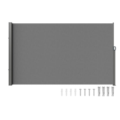 VEVOR Retractable Side Awning, 71''x 138'' Outdoor Privacy Screen, 180g Polyester Water-Proof Retractable Patio Screen, UV 30+ Room Divider Wind Screen for Patio, Backyard, Balcony, Gray VEVOR