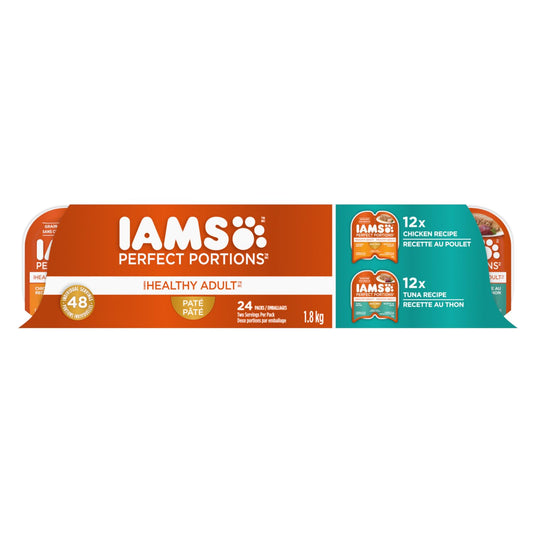 IAMS Perfect Portions Adult Wet Cat Food - Chicken and Tuna Paté Variety Pack, 75g (24 Pack)