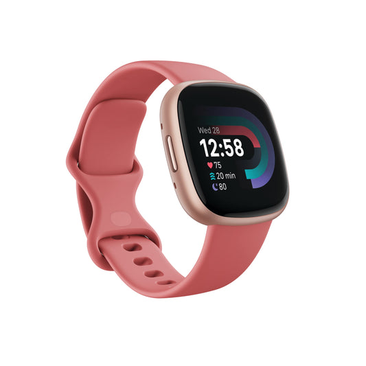 Google Fitbit Versa 4 Fitness Smartwatch with Daily Readiness, Gps, 24/7 Heart Rate, 40+ Exercise Modes, Sleep Tracking and More, Pink Sand/copper Rose, One Size (S and L Bands Included)