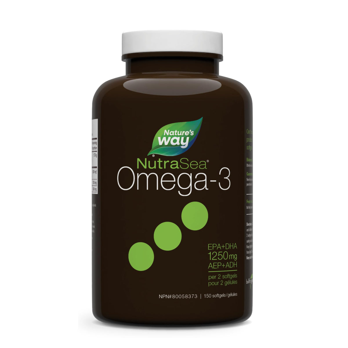 Nature's Way NutraSea Omega 3 Liquid Gels Supplement with Fish Oil – Fresh Mint Flavour – Heart & Brain Support for Adults and Kids Ages 6+ – EPA & DHA, 150 Softgels