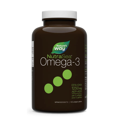 Nature's Way NutraSea Omega 3 Liquid Gels Supplement with Fish Oil – Fresh Mint Flavour – Heart & Brain Support for Adults and Kids Ages 6+ – EPA & DHA, 150 Softgels