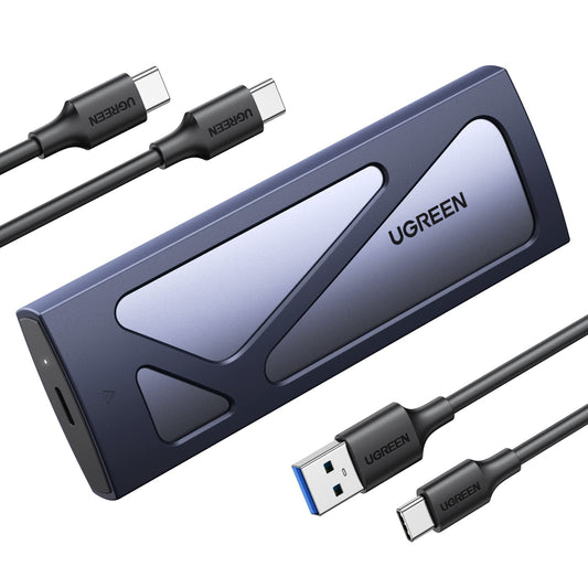 UGREEN M.2 NVMe Enclosure, USB 3.2 Gen2 10Gbps Case for NVMe PCIe M-Key(M+B Key), External SSD Adapter Support UASP Trim for 2280 2260 2242 2230 with 2 Cables, Aluminum Shell Heatsink