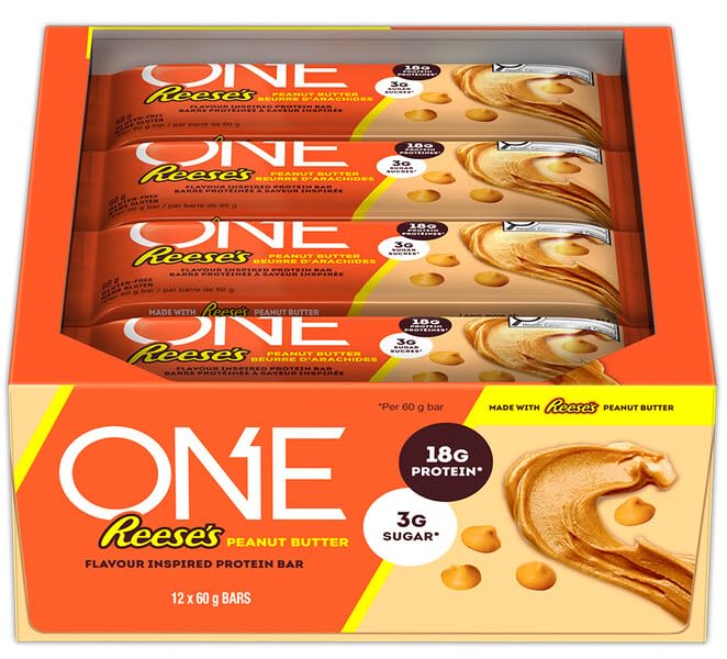 ONE Reese's Peanut Butter Protein Bars - 18g Protein, 3g Sugar, Gluten Free (12 Pack)