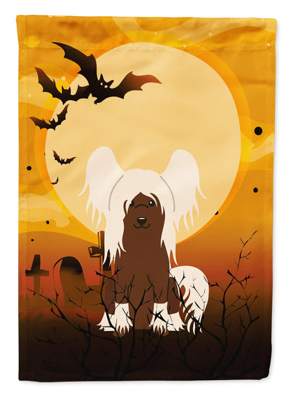 Caroline's Treasures BB4379GF Halloween Chinese Crested Cream Flag Garden Size, Small, Multicolor