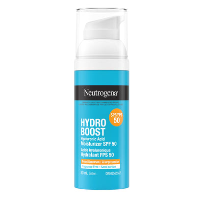 Neutrogena Hydro Boost Hyaluronic Acid Moisturizer SPF 50 with Broad Spectrum, Non-Greasy, Fragrance Free Daytime Facial Moisturizer to Hydrate Dry Skin, 50 mL - Available at All In One Marketplace Canada