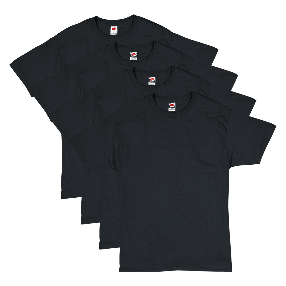 Hanes Men's Short Sleeve Comfort Soft T-Shirt, Black, Medium (Pack of 4)