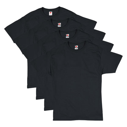 Hanes Men's Short Sleeve Comfort Soft T-Shirt, Black, Large (Pack of 4)