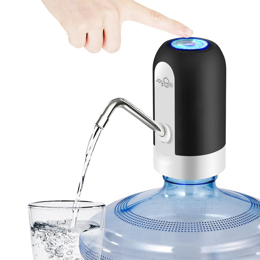 JOYHILL Water Bottle Pump, Automatic Drinking Water Pump, USB Charging, 3-5 Gallon Bottle Compatible, Portable Electric Water Jug Pump, Black, Matte Finish