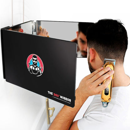 The 360 Mirror - 3 Way Adjustable Trifold Barber Mirror for Self Hair Cutting - Tri Fold Self Haircut System for Men and Women Braiding - Available at All In One Marketplace Canada