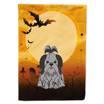 Drapeau de maison en toile Caroline's Treasures BB4355CHF Shih Tzu d'Halloween, noir et argent, grande taille, multicolore