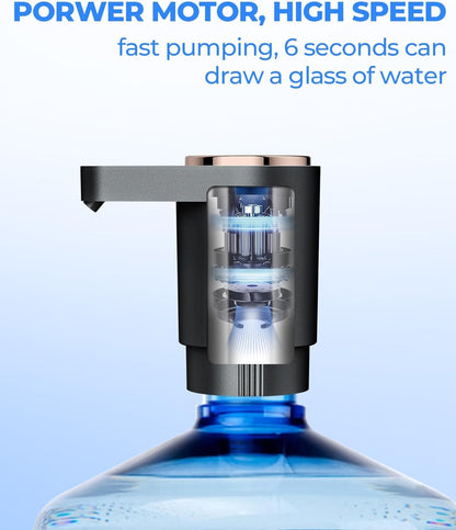 Water Dispenser Pump Water Pump for 5 Gallon Bottles, USB Rechargeable Water Bottle Pump, Portable Water Jug Dispenser for Home, Kitchen, Office, Camping