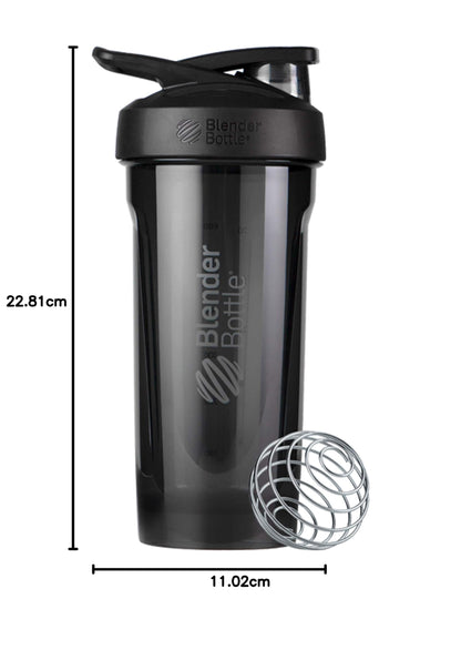 BlenderBottle Strada Shaker Cup Perfect for Protein Shakes and Pre Workout, 28-Ounce, Black