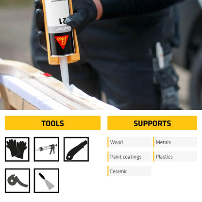 SIKA - Multi-Purpose sealant and Adhesive - Sikaflex-221 - White - Ideal for RV and Motorhome Repair - Permanent - Weather Resistant - Paintable - 300 mL 🍁 All In One Marketplace Canada